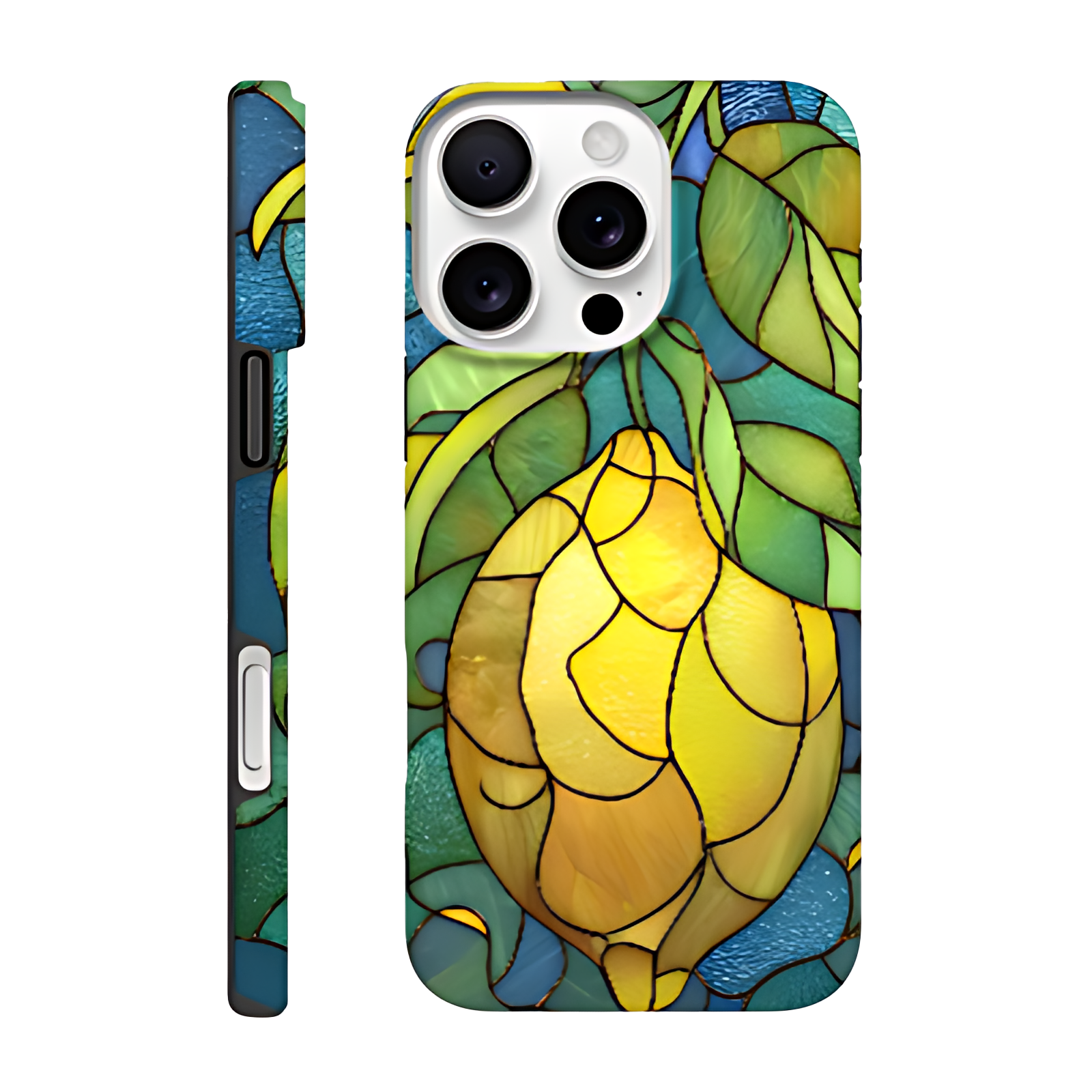 stained-glass-lemon-phone-case-iphone-16-pro-max-front-and-side-transparent