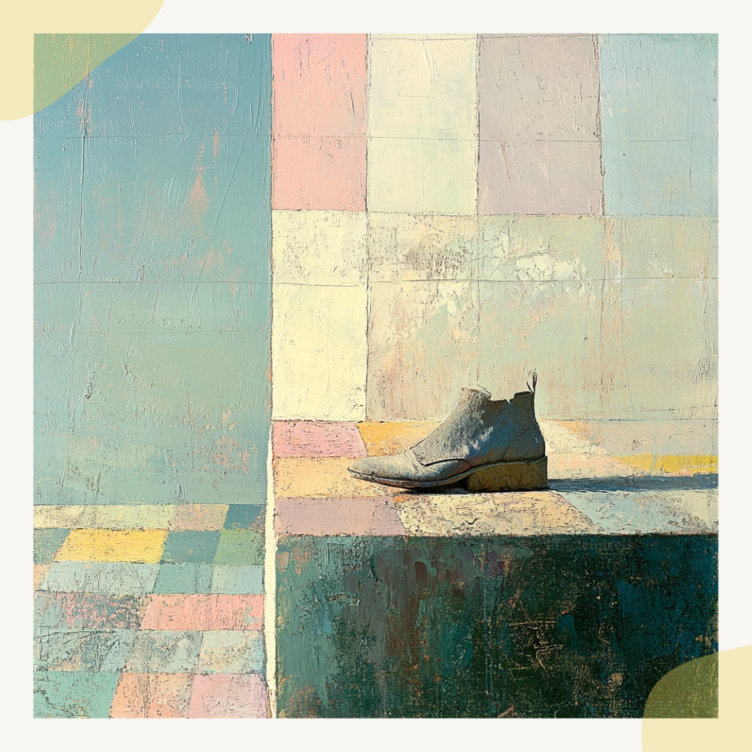 texured-painted-still-life-prompt-for-midjourney-ai-image-generator-shoe