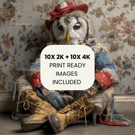 vintage-gritty-carnival-animals-midjourney-ai-prompt-owl