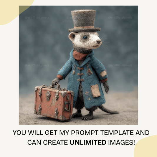 Whimsical vintage animal sculpture created with Midjourney V7 prompt featuring soft textures and muted 1940s aesthetic tones

