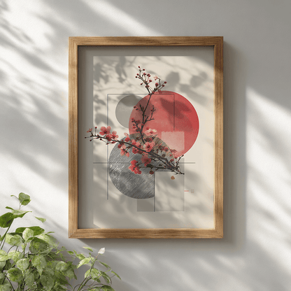 Geometric Cherry Blossom Poster for Contemporary Visual Art Decor